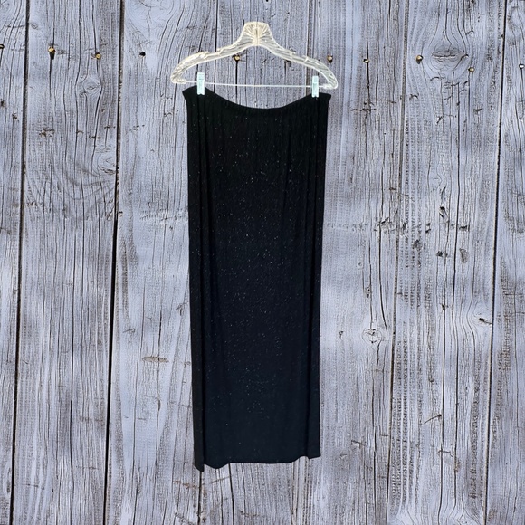 en Français By Huey Waltzer Black Shimmery Long Pull Up Evening Skirt Large - Picture 13 of 14